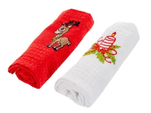 Фото набор вафельных полотенец для кухни nilteks сhristmas chr-006 40x60см 2 предмета (725-027)