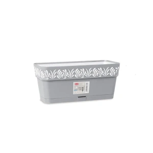 Горщик з автополивом Stefanplast Opera Gaia прямокутний сірий/білий 30x13x12см 2,7л (88701)
