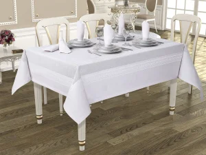 Скатертина Jackline Pano Linen White 9886-8 160х220см (TH_14003364)