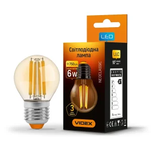 Лампа VIDEX Filament G45FA 6W E27 2200K бронза (VL-G45FA-06272)