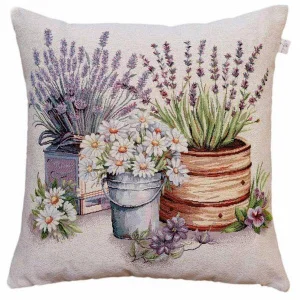 Фото подушка декоративная прованс provence ромашки в ведерке 45x45см (039173)