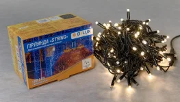 Фото гирлянда наружная delux string 100led 10м (2x5м) 20 flash ip44 теплый белый (90020903)