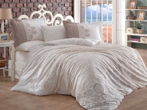 Комплект постільної білизни HOBBY Poplin Irene бежевий 160x220см півтораспальний (21775_1,5)