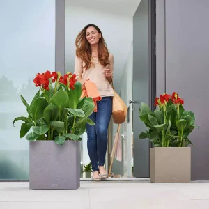 Вазон Lechuza Canto Stone Low 40 світло-бежевий 40x40x40см 29л (13721)