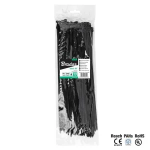 Хомути пластикові BRADAS UVBlack чорні 2,2х120мм 100шт (TS1022120B)