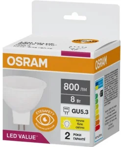 LED лампа Osram LVMR16 75 8W, 830 230V GU5,3 (90020933)