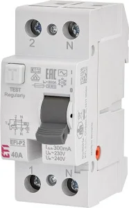 Реле диференційне ETI 2р EFI-P2 40/0,3 тип AC 10kA (2061232)
