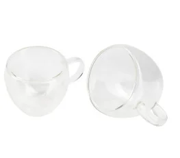 Фото набор стеклянных чашек bergner coffee & tea lovers 100мл 2 предмета (bg-20114-mm)