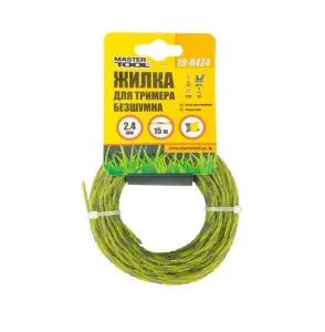 Леска для триммера MasterTool SPIRAL SQUARE бесшумная 2,40ммx15м (19-0424)