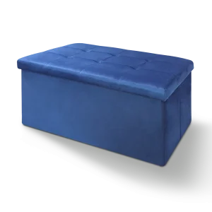 Фото пуф двойной для хранения mvm th-06 велюр синий 760х380х380мм (th-06 blue)