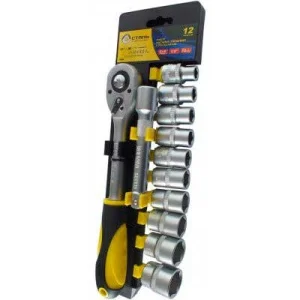 Набір головок торцевих з ключом-тріскачкою Сталь 1/2" 12шт (89628)