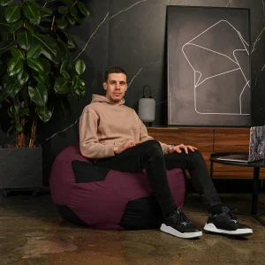 Фото кресло-мешок студия комфорта мяч оксфорд большой бордовый-черный (0223150)