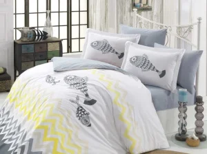 Комплект постільної білизни HOBBY Poplin Ocean сірий/жовтий 200x220см євро (31866_2,0)