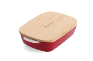 Фото форма для выпечки с крышкой kitchenaid керамогранитная, 6,5х15,5х26см, 0,9л, красный (cc006104-001)