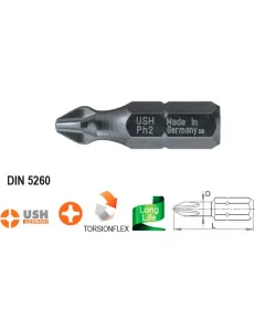 Набір біт USH Industry Phillips PH2x25мм 10шт (UUSG0012342)
