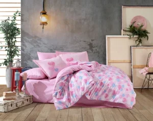Комплект постільної білизни HOBBY Poplin Lavida рожевий 160x220см півтораспальний (54469_1,5)