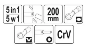 Плоскогубці і ножиці електромонтажні YATO 5шт (YT-19697)