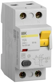 Дифференциальное реле IEK 2-п ВД1-63 16А 30мА (MDV10-2-016-030)