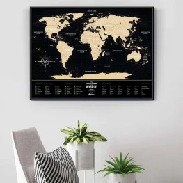 Фото скретч карта мира travel map black world в тубусе на английском языке(bw)