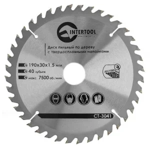 Круг пиляльний по дереву Intertool з твердосплавними напайками 190x30мм (CT-3041)