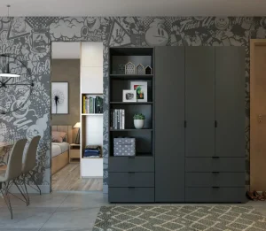 Шафа для одягу Doros Гелар Графіт 3ДСП з пеналом 176,2х49,5х203,4 (42005169)