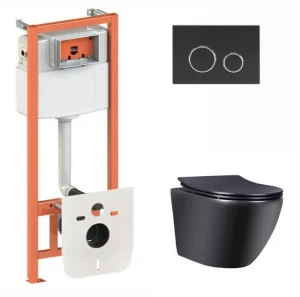 Комплект інсталяція Qtap Nest з панеллю змиву круглою (QT044RO36912)