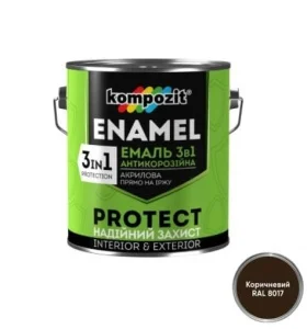 Эмаль антикоррозийнная Kompozit PROTECT 3в1 коричневая 20кг