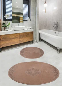 Фото набор ковриков для ванной с гипюром diva nice beige 60x100+50x60см (dv_11007273)