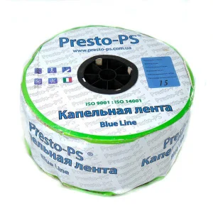 Щілинна крапельна стрічка Presto-PS Blue Line отвори через 15 см, витрата води 2,2 л/год, довжина 1000 м (BL-15-1000)