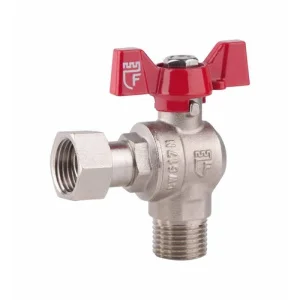 Кран кульовий з накидною гайкою SD Forte 1/2" ВН для води кутовий (SF224W15)