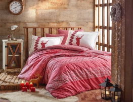 Фото комплект постельного белья hobby poplin clarinda красный 160x220см полутораспальный (40813_1,5)