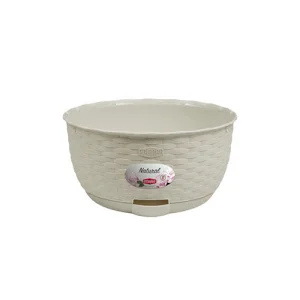 Горщик з автополивом Stefanplast Natural круглий травертин 30х14,5см 5,9л (75466)