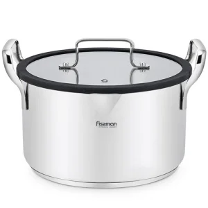 Фото кастрюля fissman fabia 22x12,5см, 4,5л, со стеклянной крышкой нержавеющая сталь (5267)