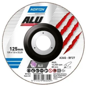 Диск шліфувальний по алюмінію Norton Alu A36Q 125x7x22,2мм (66252828228)