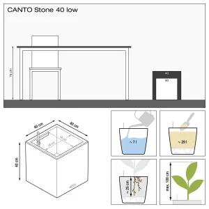 Вазон Lechuza Canto Stone Low 40 світло-бежевий 40x40x40см 29л (13721)