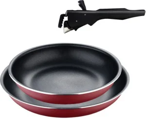 Набір сковорідок зі знімною ручкою Bergner Click&cook, 22/26см, червоний (BG-31605-RD)