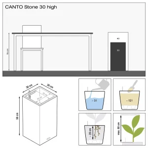 Вазон Lechuza Canto Stone High 30 світло-бежевий 30x30x56см 12л (13601)