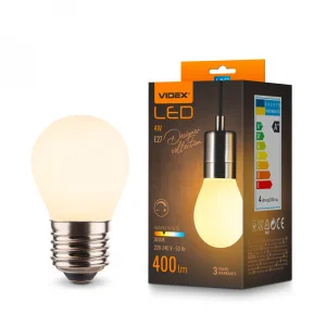 Фото лампа videx filament 4w e27 3000k porcelain dimmable (vl-dg45mo)