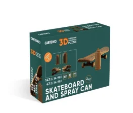 Фото картонный конструктор cartonic 3d puzzle skateboard and spray can (cartskate)