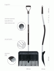 Лопата для прибирання снігу Prosperplast Alpin Alutube ergo eco 49x145см (5905197141480)