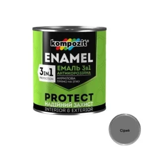 Емаль антикорозійна Kompozit PROTECT 3в1 сіра 0,75кг