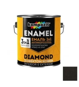 Эмаль антикоррозийнная Kompozit DIAMOND 3в1 коричневая 9л