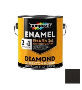 Емаль антикорозійна Kompozit DIAMOND 3в1 коричнева 9л