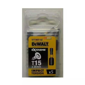 Біти ударні DeWALT IMPACT TORSION Т15, 25 мм, 5 шт (DT7380T)