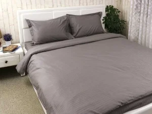 Комплект постільної білизни Руно 1х1 Графіт сатин страйп євро (845.50ДУ_Графіт)