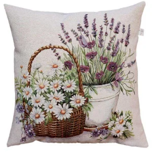 Фото подушка декоративная прованс provence ромашки в корзине 45x45см (039168)