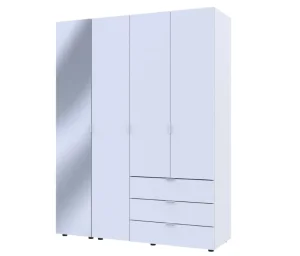 Шафа для одягу Doros Гелар білий з дзеркалом 155х49,5х203,4см (42002157)