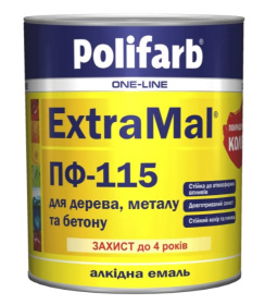 Эмаль для дерева и металла Polifarb ExtraMal ПФ-115 красная 2,8 кг