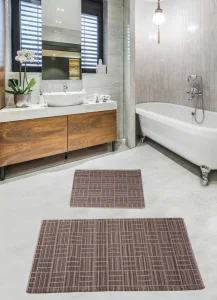Фото набор ковриков для ванной diva parca beige brown 60x100+50x60см (dv_11007207)