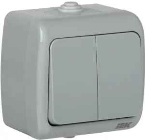 Вимикач двоклавішний IEK Aquatic IP54 сірий (EVA20-K03-10-54)